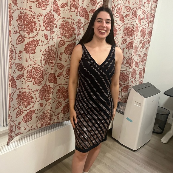 SOLD- Party Dress with Sequins, Navy dark blue and gold 💕 - Picture 9 of 10